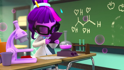 Size: 1280x720 | Tagged: safe, screencap, sci-twi, twilight sparkle, equestria girls, g4, adventures at canterlot high, doll, equestria girls minis, female, sci-twi's lab, solo, toy, youtube link
