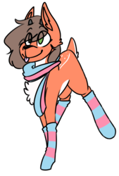 Size: 1206x1780 | Tagged: safe, artist:speaks-in-sketches, oc, oc only, oc:winter fawn, deer, pony, clothes, scarf, simple background, socks, solo, striped socks, transparent background