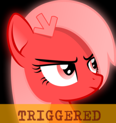 Size: 1080x1150 | Tagged: safe, artist:arifproject, oc, oc only, oc:downvote, pony, derpibooru, bust, derpibooru ponified, meme, meta, ponified, solo, triggered