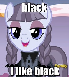 Size: 946x1065 | Tagged: safe, edit, edited screencap, screencap, inky rose, pegasus, pony, g4, honest apple, clothes, cropped, discovery family logo, female, image macro, mare, meme, smiling, solo, when she smiles