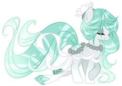 Size: 1024x725 | Tagged: safe, artist:jojuki-chan, oc, oc only, oc:white lotus, pony, eyes closed, female, mare, pond, simple background, solo, transparent background