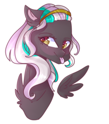 Size: 1742x1990 | Tagged: safe, artist:erinartista, oc, oc only, oc:wendy mcwonder, pegasus, pony, bust, female, floating wings, mare, portrait, simple background, solo, tongue out, transparent background