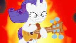 Size: 902x508 | Tagged: safe, screencap, rarity, pony, g4, honest apple, season 7, animated, bipedal, female, gif, guitar, guitar solo, guitarity, loop, musical instrument, solo