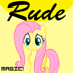 Size: 1500x1500 | Tagged: safe, artist:flutterspon, fluttershy, pony, g4, cover, female, magic!, parody, solo