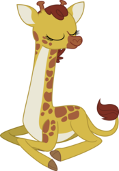 Size: 753x1080 | Tagged: safe, artist:iknowpony, clementine, giraffe, pony, fluttershy leans in, g4, .svg available, eyes closed, female, simple background, smiling, solo, transparent background, vector