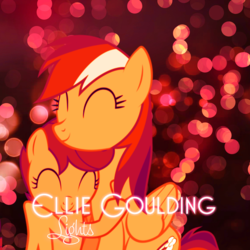 Size: 800x800 | Tagged: safe, artist:penguinsn1fan, artist:rubez2525, rainbow dash, scootaloo, pony, g4, cover, ellie goulding, hug, parody