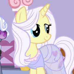 Size: 516x516 | Tagged: safe, screencap, hoity toity, lily lace, pony, unicorn, g4, honest apple, animated, cropped, cute, eye shimmer, faic, female, floppy ears, frown, gif, mare, sad, sadorable, see-through, smiling, solo focus