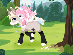 Size: 5000x3750 | Tagged: safe, artist:otpl, artist:pastel-pony-princess, oc, oc only, oc:ark, oc:dreamy stars, alicorn, mule, pony, absurd resolution, clothes, duo, floating crown, forest, heart eyes, leg warmers, nudity, sheath, size difference, socks, wingding eyes