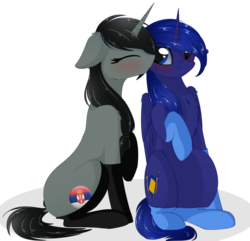 Size: 2316x2231 | Tagged: safe, artist:php146, oc, oc only, oc:wizzy, alicorn, pony, unicorn, blushing, clothes, female, high res, kissing, male, mare, oc x oc, serbia, shipping, simple background, socks, stallion, straight, transparent background