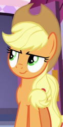 Size: 263x532 | Tagged: safe, screencap, applejack, earth pony, pony, g4, honest apple, cropped, female, mare, smiling, solo