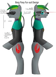 Size: 1396x1920 | Tagged: safe, oc, oc only, pony, bipedal, borg, crossover, fursuit, solo, star trek