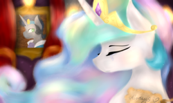 Size: 3600x2140 | Tagged: safe, artist:dixierarity, idw, king sombra, princess celestia, pony, g4, reflections, always, comic, female, high res, king, love, male, princess, ship:celestibra, shipping, straight