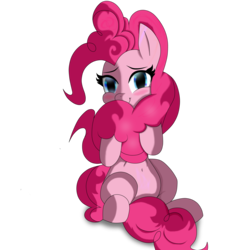 Size: 4000x4000 | Tagged: safe, artist:no-ink, artist:starmaster, pinkie pie, earth pony, pony, g4, absurd resolution, blushing, cute, diapinkes, female, simple background, sitting, solo, transparent background