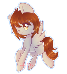 Size: 988x1081 | Tagged: safe, artist:twily-star, oc, oc only, pegasus, pony, chibi, female, mare, one eye closed, simple background, solo, transparent background, wink