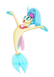 Size: 1600x2263 | Tagged: safe, artist:jucamovi1992, princess skystar, seapony (g4), g4, my little pony: the movie, bioluminescent, clothes, collar, dorsal fin, ear fins, female, fin wings, fins, flower, flower in hair, hoof fins, pearl, raised hoof, see-through, simple background, solo, transparent background, vector, wings