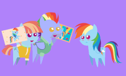 Size: 629x379 | Tagged: safe, artist:agrol, bow hothoof, rainbow dash, windy whistles, pegasus, pony, g4, parental glideance, season 7, animated, embarrassed, gif, pointy ponies, simple background