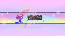 Size: 1024x576 | Tagged: safe, artist:raspberrystudios, oc, oc only, pony, commission, drawing, lozydrawsstuff, magic, paintbrush, smiling, solo, youtube banner