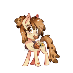 Size: 800x800 | Tagged: safe, artist:ipun, oc, oc only, oc:cookie dancer, earth pony, pony, cookie, female, food, headphones, heart eyes, mare, mouth hold, simple background, solo, transparent background, watermark, wingding eyes
