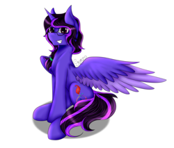 Size: 4000x3400 | Tagged: safe, artist:shamy-crist, oc, oc only, alicorn, pony, female, glasses, high res, mare, simple background, sitting, solo, transparent background