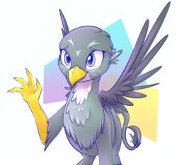 Size: 1521x1414 | Tagged: safe, artist:fanch1, gabby, griffon, g4, the fault in our cutie marks, abstract background, female, looking at you, smiling, solo, waving