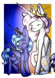 Size: 1024x1446 | Tagged: safe, artist:enderblackwings, princess celestia, princess luna, alicorn, pony, g4, eyes closed, female, filly, filly celestia, filly luna, one eye closed, pink-mane celestia, royal sisters, wink, woona, younger