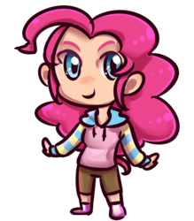 Size: 610x695 | Tagged: safe, artist:dasher-flash, pinkie pie, human, g4, chibi, clothes, female, humanized, simple background, solo, transparent background