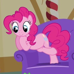 Size: 784x784 | Tagged: safe, screencap, pinkie pie, earth pony, pony, g4, just for sidekicks, chair, cropped, cute, female, mare, solo