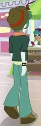 Size: 242x745 | Tagged: safe, screencap, carlos thunderbolt, scott green, equestria girls, equestria girls specials, g4, my little pony equestria girls: mirror magic, background human, clothes, cropped, glasses, hat, male, pants, phone, rear view, shoes, solo