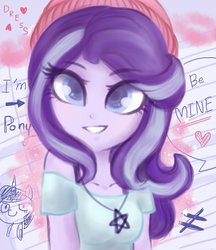 Size: 1024x1185 | Tagged: safe, artist:dressella, starlight glimmer, equestria girls, g4, art, awesome, beautiful, cool, female, hat, heart, looking at you, pentagram, pretty, smiling, solo