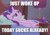 Size: 460x324 | Tagged: safe, edit, edited screencap, screencap, starlight glimmer, pony, a royal problem, g4, cropped, female, grumpy, image macro, meme, morning ponies, solo