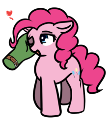 Size: 530x587 | Tagged: safe, artist:neuro, pinkie pie, oc, oc:anon, earth pony, human, pony, g4, disembodied hand, female, floppy ears, hand, heart, human on pony petting, mare, one eye closed, petting, simple background, solo focus, transparent background