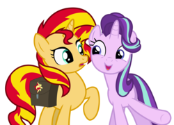 Size: 4096x2955 | Tagged: safe, artist:tralomine, starlight glimmer, sunset shimmer, pony, unicorn, equestria girls, equestria girls specials, g4, my little pony equestria girls: mirror magic, high res, saddle bag, simple background, transparent background, vector