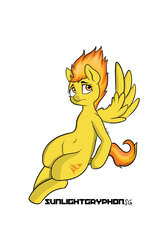 Size: 1024x1536 | Tagged: safe, artist:sunlightgryphon, spitfire, pegasus, pony, g4, belly button, female, mare, simple background, solo, white background