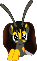 Size: 1851x3059 | Tagged: safe, artist:badumsquish, derpibooru exclusive, oc, oc only, oc:dominiyka, original species, pony, wasp, wasp pony, female, hole, looking at you, ponified, sad, simple background, solo, transparent background