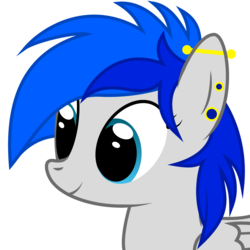 Size: 800x800 | Tagged: safe, artist:joey, derpibooru exclusive, oc, oc only, oc:sapphire sights, pegasus, pony, derpibooru, bust, derpibooru badge, female, meta, piercing, portrait, simple background, solo, transparent background