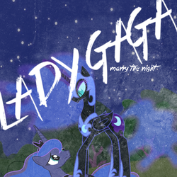 Size: 800x800 | Tagged: safe, artist:90sigma, artist:penguinsn1fan, nightmare moon, princess luna, pony, g4, cover, lady gaga, marry the night, parody, song reference