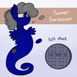 Size: 1842x1842 | Tagged: safe, artist:marsminer, oc, oc only, oc:sewer swimmer, pony, sea pony, female, solo