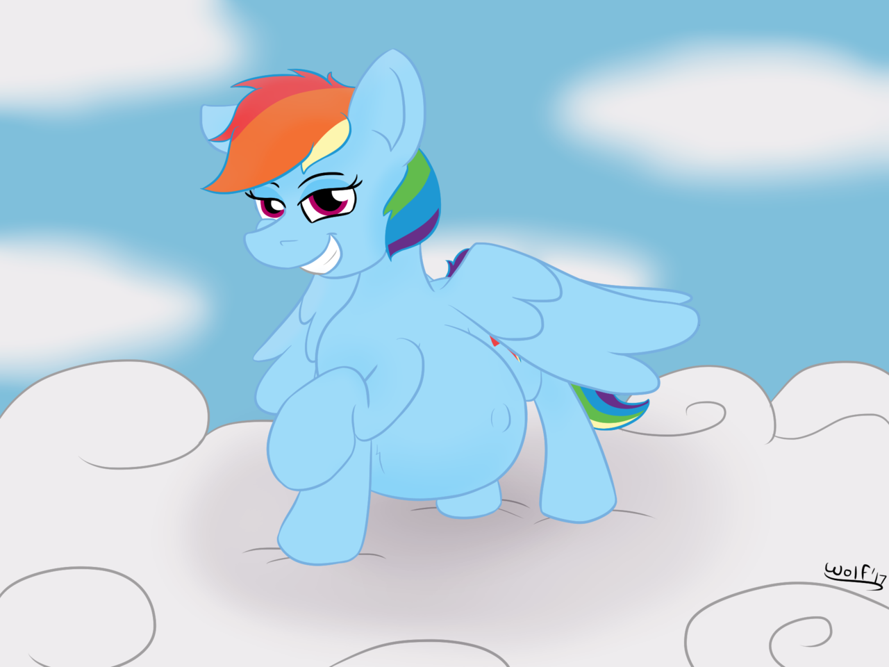 safe, artist:theimmortalwolf, rainbow dash, pony, female, preggo dash, preg...