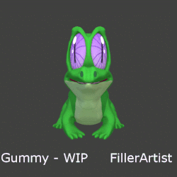 Size: 480x480 | Tagged: safe, artist:fillerartist, gummy, g4, 3d, animated, blender, gif, gray background, male, render, simple background, solo