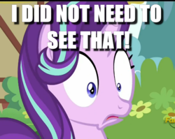 Size: 512x408 | Tagged: safe, starlight glimmer, pony, unicorn, g4, do not want, faic, female, image macro, meme, mismatched eyes, reaction image, shocked, shrunken pupils, solo, what has been seen