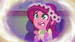 Size: 1280x720 | Tagged: safe, screencap, gloriosa daisy, equestria girls, g4, my little pony equestria girls: legend of everfree, chair, female, frown, glorio-sad daisy, open mouth, sad, scared, sitting, solo, wide eyes