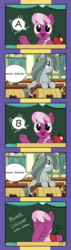 Size: 2332x8266 | Tagged: safe, artist:pony4koma, cheerilee, marble pie, earth pony, pony, g4, absurd resolution, chalkboard, cheeribetes, comic, crying, cute, desk, facehoof, lesson, marblebetes, speech bubble