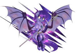 Size: 2885x1958 | Tagged: safe, artist:beardie, oc, oc only, oc:amelia valkyria, bat pony, pony, armor, female, mare, simple background, solo, space, spear, spread wings, transparent background, weapon, wings