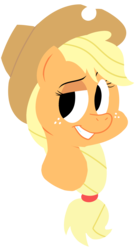 Size: 1024x1873 | Tagged: safe, artist:oldspy1, applejack, earth pony, pony, g4, bust, female, gritted teeth, looking away, looking sideways, no pupils, portrait, simple background, smiling, solo, transparent background