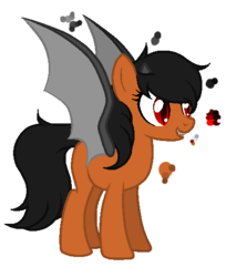 Size: 468x525 | Tagged: safe, artist:zipperdrawz, oc, oc only, oc:honey suckle, demon pony, pony, bat wings, fangs, horns, simple background, solo, transparent background, vector