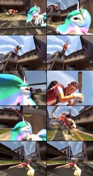 Size: 2056x3877 | Tagged: safe, artist:jackass67, princess celestia, pony, comic:the crate, g4, fail, high res, scout (tf2), team fortress 2