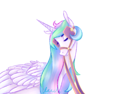 Size: 5400x4000 | Tagged: safe, artist:leech, princess celestia, alicorn, pony, g4, absurd resolution, bit gag, blinders, bridle, female, gag, missing accessory, reins, simple background, solo, tack, transparent background