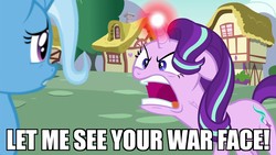Size: 1920x1080 | Tagged: safe, edit, edited screencap, screencap, starlight glimmer, trixie, pony, unicorn, all bottled up, g4, angry, duo, faic, full metal jacket, image macro, let me see your war face, meme, ragelight glimmer, vein, vein bulge