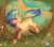 Size: 2250x2000 | Tagged: safe, artist:nightskrill, oc, oc only, butterfly, earth pony, pony, art trade, female, flower, fluffy, grass, high res, looking at you, mare, owo, solo, tree