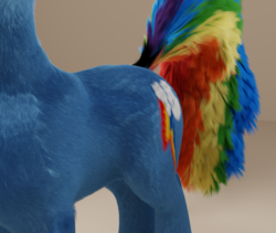 Size: 1280x1080 | Tagged: safe, artist:thecomet, rainbow dash, pony, g4, 3d, blender, female, fur, solo